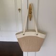 thumbnail image 3 of Bolso Paja Retro Playa para Mujer Occidental Informal Bolso Hombro Versátil Con Cesta Verduras (blanco) Blanco, 3 of 9
