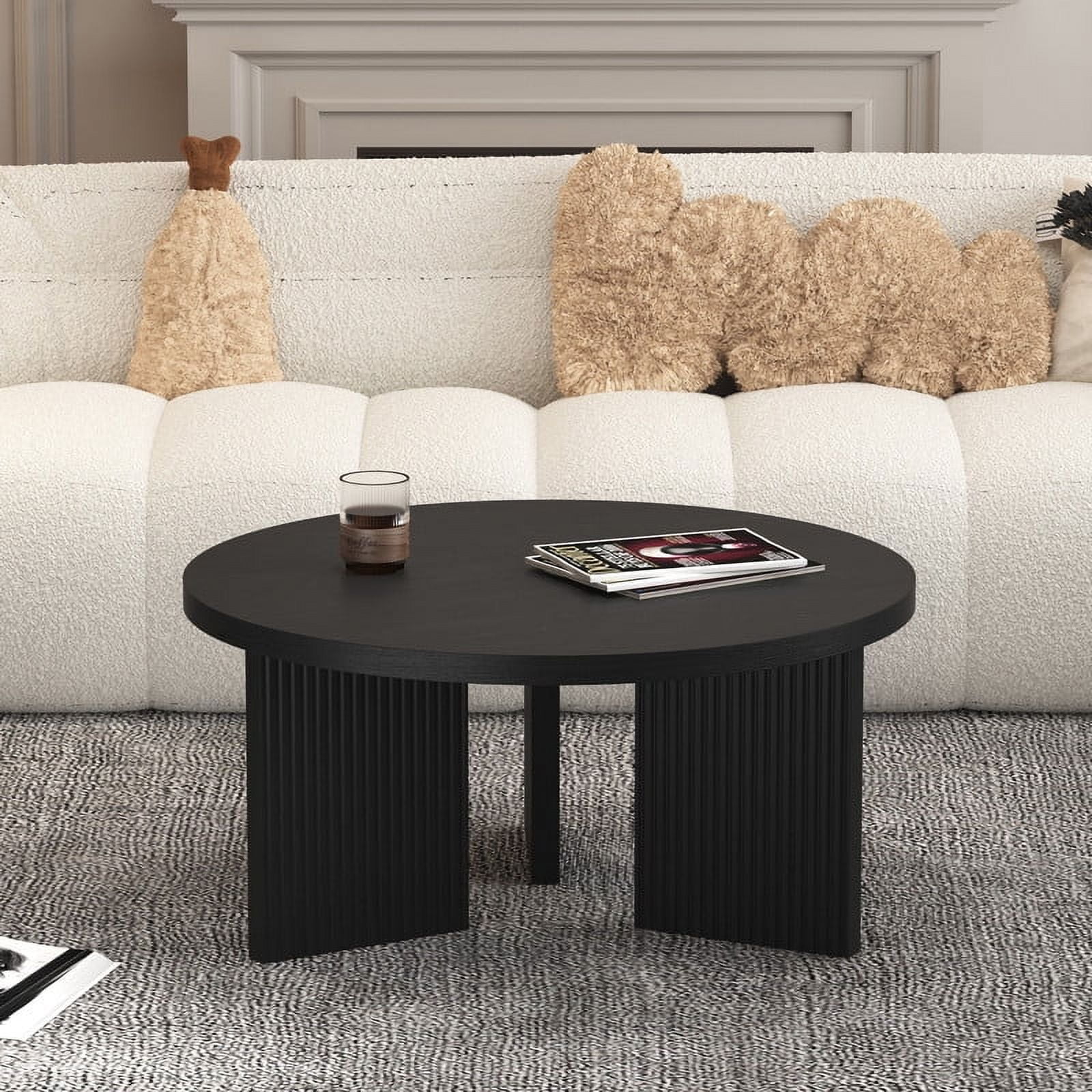 Noodeniya 35" Round Coffee Tables, Small Tables for Living Room, Black