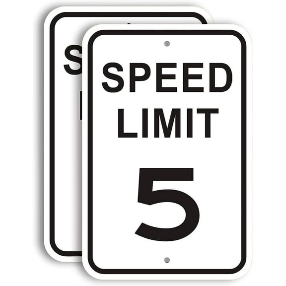 2 Pack Speed Limit 5 MPH Signs - 12"x18"Slow Down Traffic Sign - UV Printed Engineer Grade Reflective Metal Outdoor Traffic Signs for Neighbourhoods, Driveways Yard and School