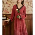 thumbnail image 3 of Defitshape Women's Sexy Velvet Vintage Nightgown Soft Pjs Warm Winter Long Lace Sleeping Spring Thick Loungewear Pink Large, 3 of 4