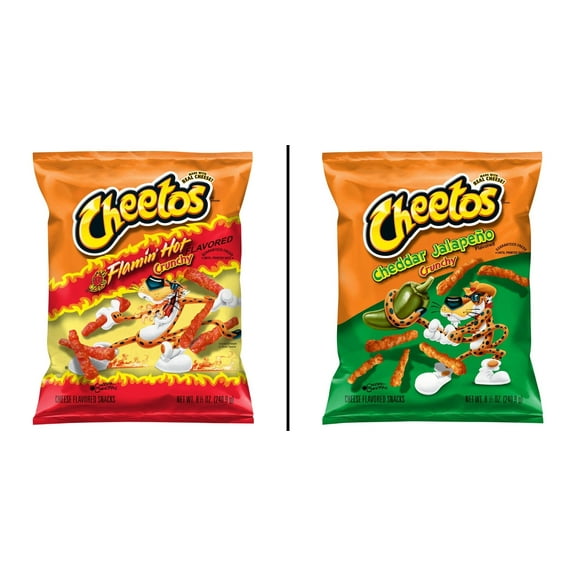 Cheetos Crunchy Flamin' Hot Cheese 8.5 oz & Cheetos Crunchy Cheddar Jalapeno 8.5 oz