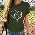 thumbnail image 2 of XWSHYW Valentines Shirts Women Heart T-Shirt Short Sleeve Shirt Graphic Tee Blouse Valentine's Day Tops Army Green L, 2 of 7