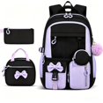 thumbnail image 3 of Weebloom Bow School Backpack With Lunch Box Pencil Case For Kids Girls Cute 3Pcs School Bags Set Three Piece Daypack Large Bookbag Elementary Middle High School Black, 3 of 6