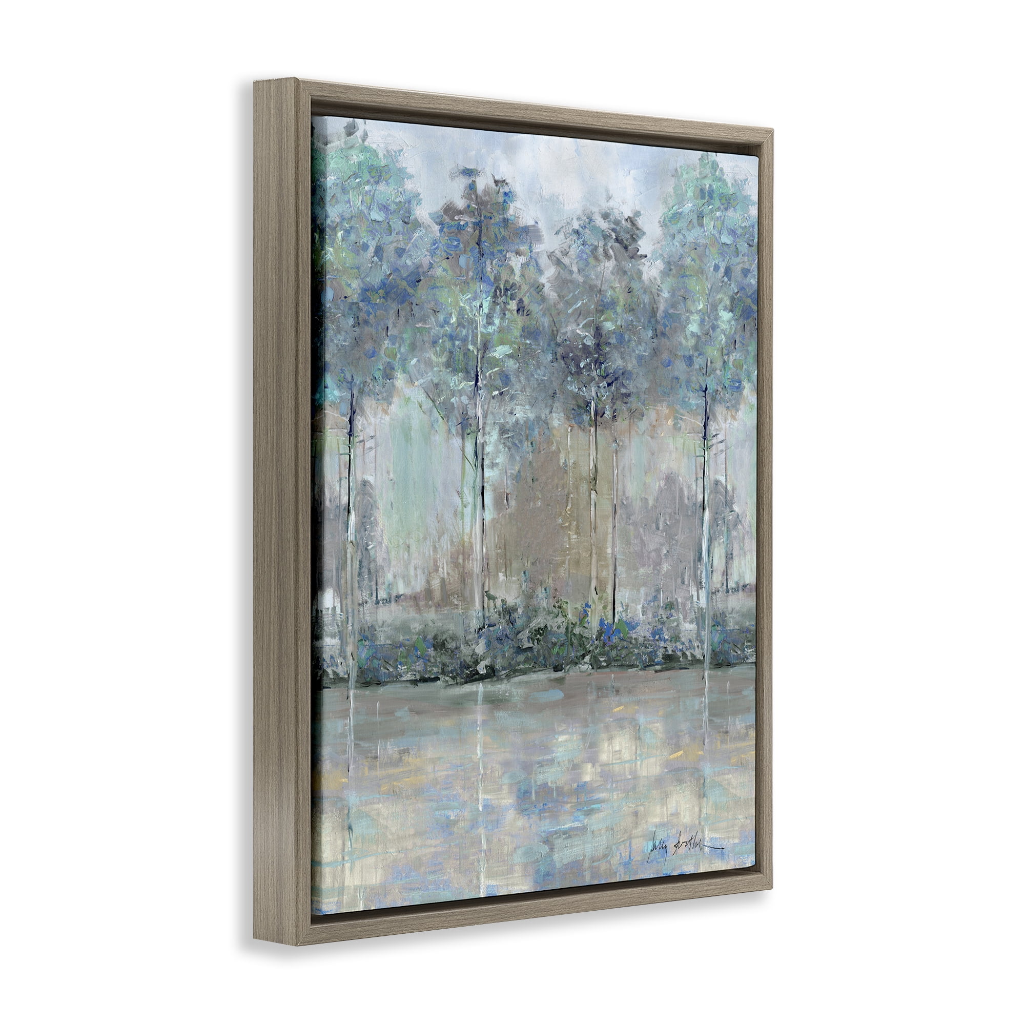 Stupell Industries Subdued Impression of Trees Brown Framed Floater Canvas Wall Art, design by Sally Swatland
