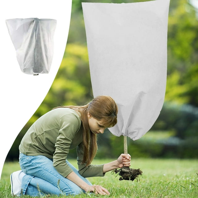 COFEST Large Plant Cover for Winter Protection, 47.2x70.8 Inches with Zipper and Drawstring, Reusable White & Green Frost Blanket for Outdoor Plants, Shrub Jacket for Garden Use (1 Pack) White