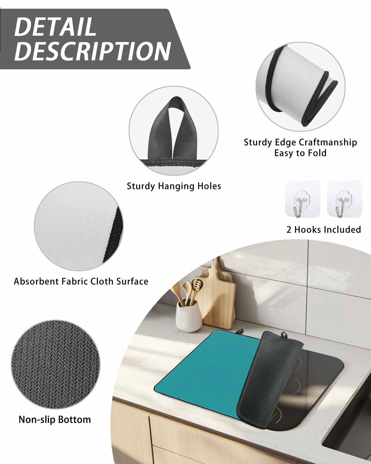 Stove Top Covers for Electric Stove, Teal Glass Stovetop Cover Protector, Turquoise Pure Teal Induction Cooktop Protector Oven Mat for Kitchen Countertop 36"x21"