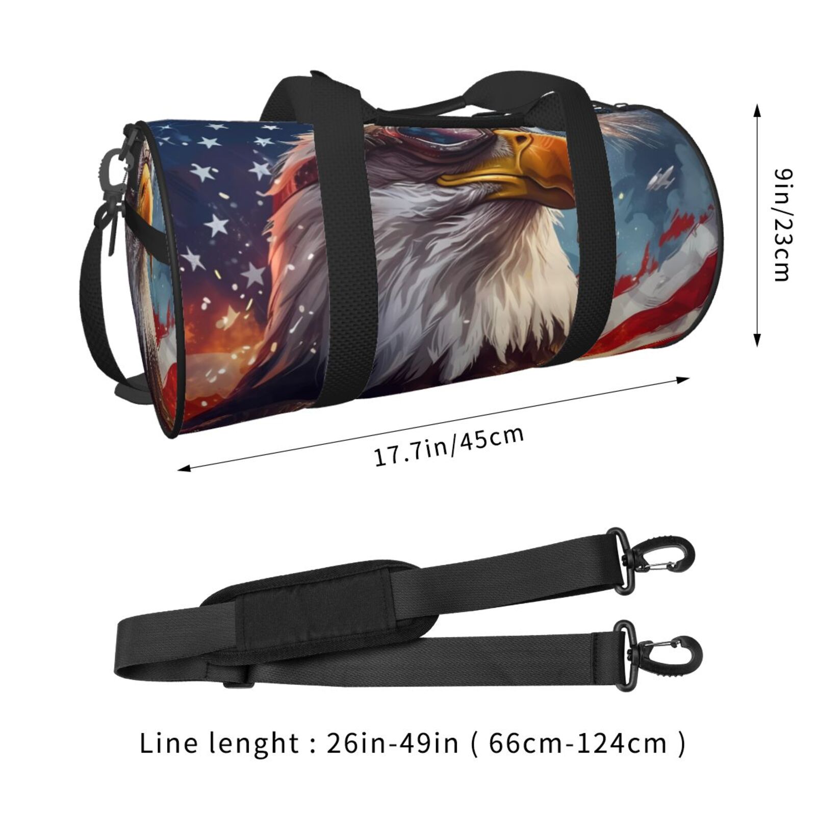 Vsdgher Bald Eagle Pilot 45L Foldable Duffel Bag, Sports Gym Bag,Overnight Bag, Portable Weekender Bag for Airplanes