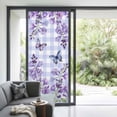 thumbnail image 3 of Purple Flowers Window Privacy Film, Butterfly Spring Floral Checkered Farmhouse Static Cling UV Sun Blocking Heat Control Window Tint Day and Night, Non-Adhesive One Way Privacy Cover 35.4''x78.7'', 3 of 7
