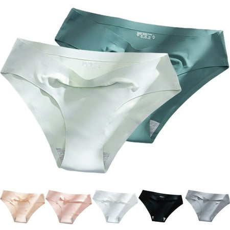 

PERZOE Panties Women Underpants Solid Color Mid Waist Seamless Soft Sweat Absorption Anti-septic Breathable Comfortable Women Briefs for Inner Wear