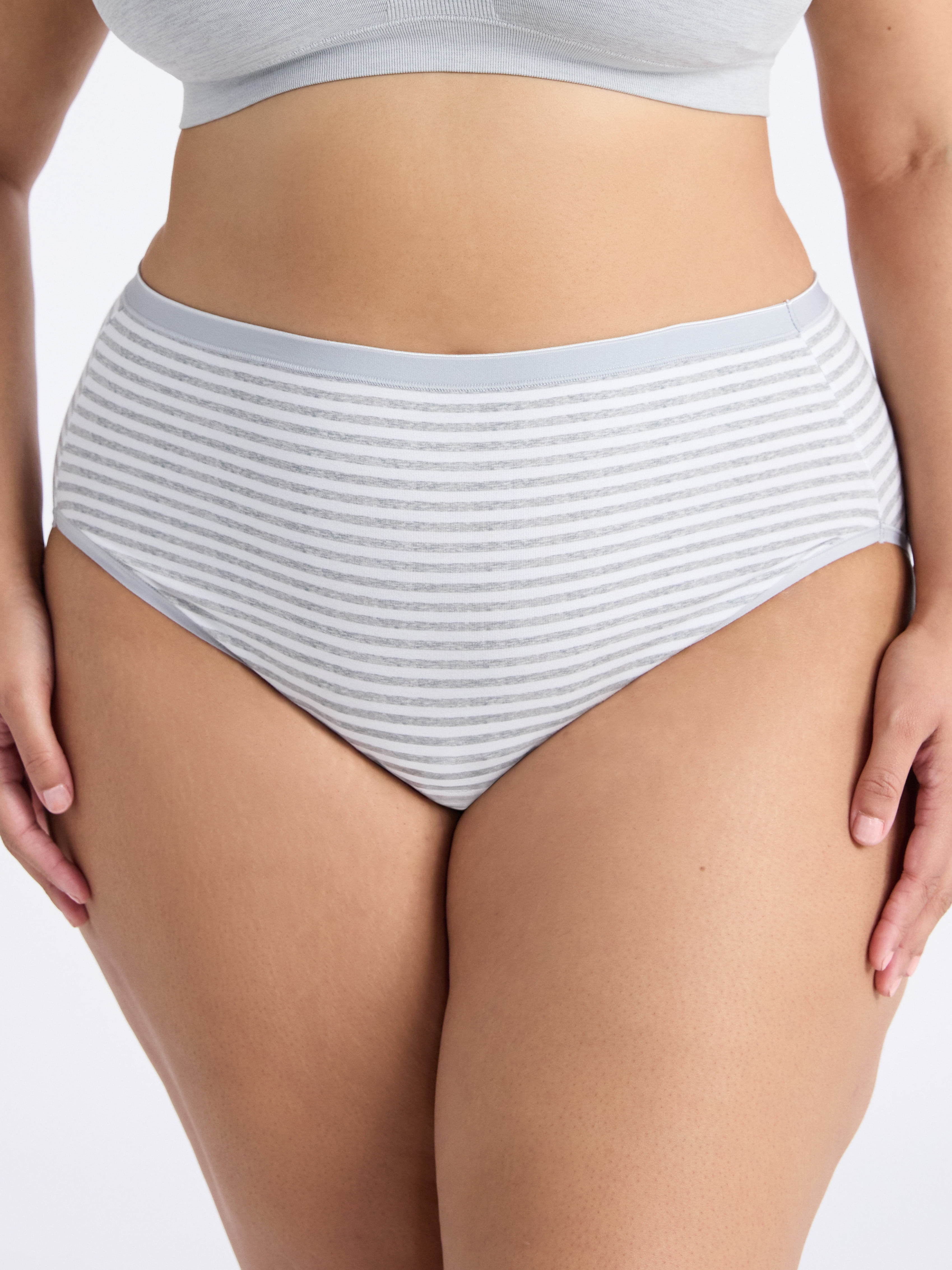 Joyspun Women's Plus Cotton-Blend Hi-Cut Panties, 3-Pack, Sizes 1X-5X