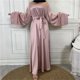 thumbnail image 1 of Maxi Vestido De Mujer Musulmana Maxi vestido de mujer árabe Dubai Turquía Musulmane Satén Hijab Vestido Bata (Rosa XXL) Kuymtek para Mujer Rosa T L, 1 of 6