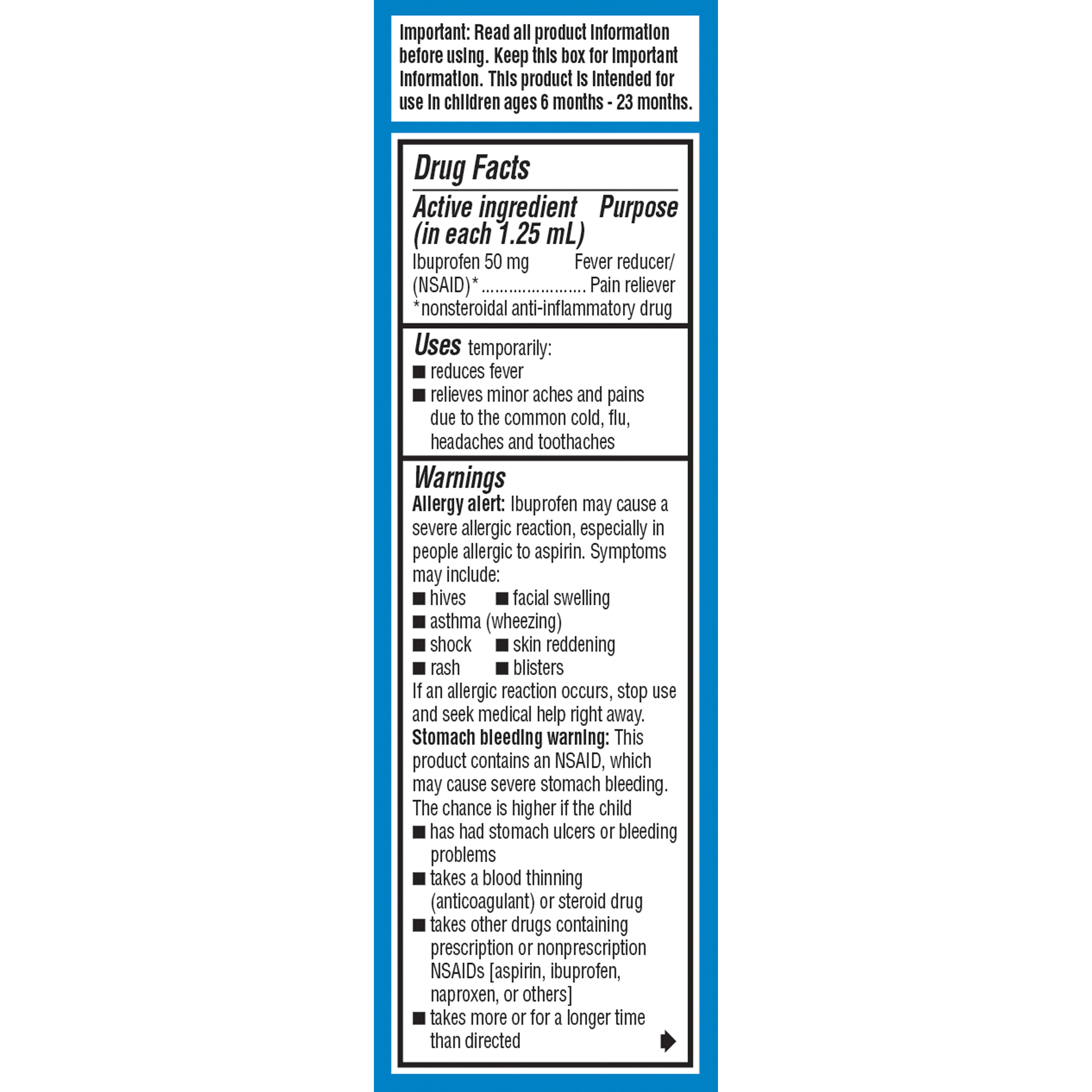 Infants' Advil® Concentrated Drops Fever Reducer/Pain Reliever (Ibuprofen) in Dye-Free White Grape Flavor 50mg 2-0.5 fl. oz. Boxes - image 4 of 6