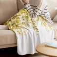 thumbnail image 4 of Throw Blanket for Couch Yellow Eucalyptus Soft Fleece Flannel Blankets Cozy Lightweight Blanket for Home Sofa Living Room Watercolor Leaves Bed Throws 50" x 60", 4 of 9