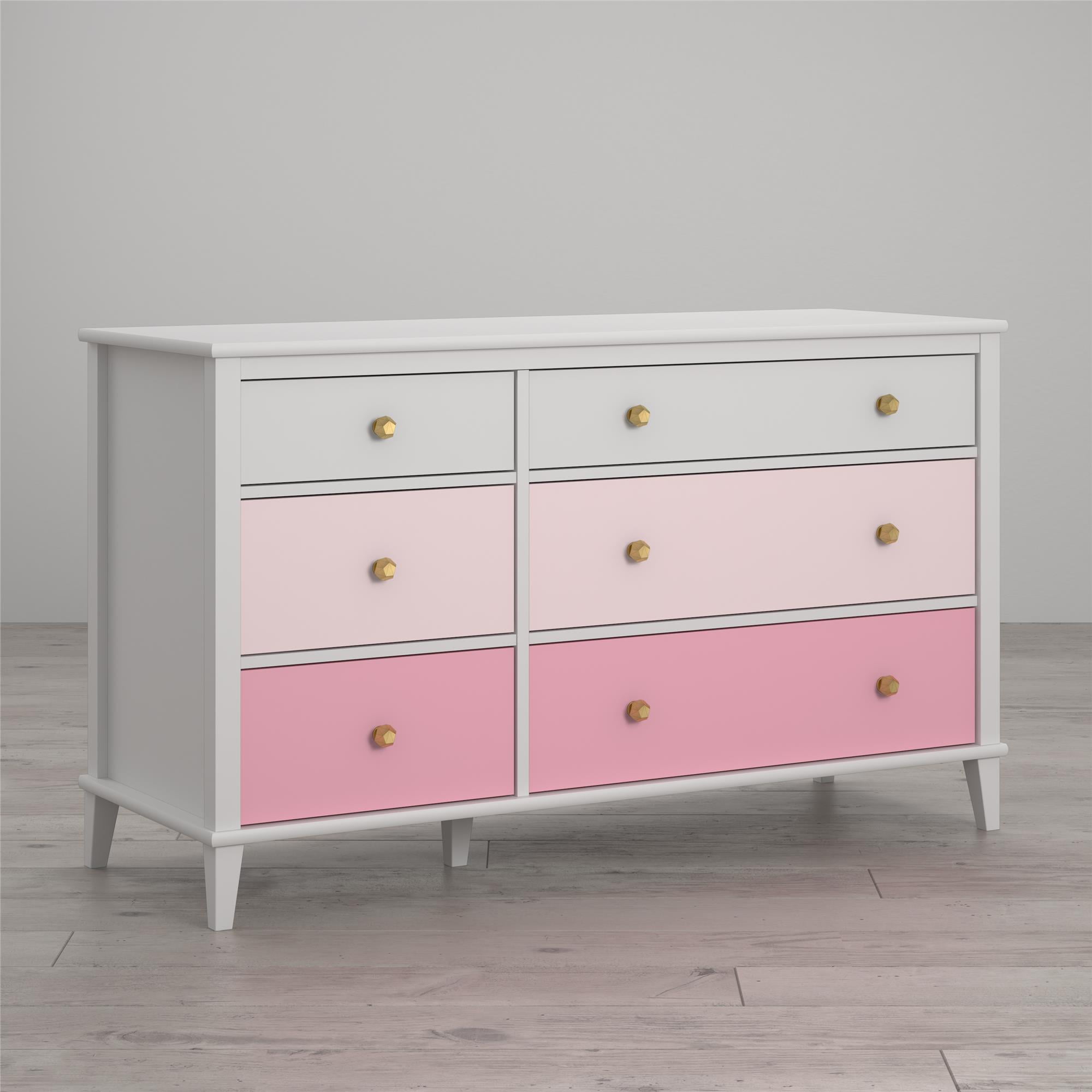 Little Seeds Monarch Hill Poppy 6-Drawer Dresser, White/Pink - Walmart