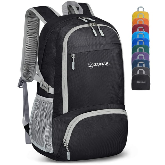 ZOMAKE Mochila Ligera y Empacable de 30 L - Mochilas de Senderismo Plegables Mochila Plegable compacta Resistente al Agua para Viajes (Negro)