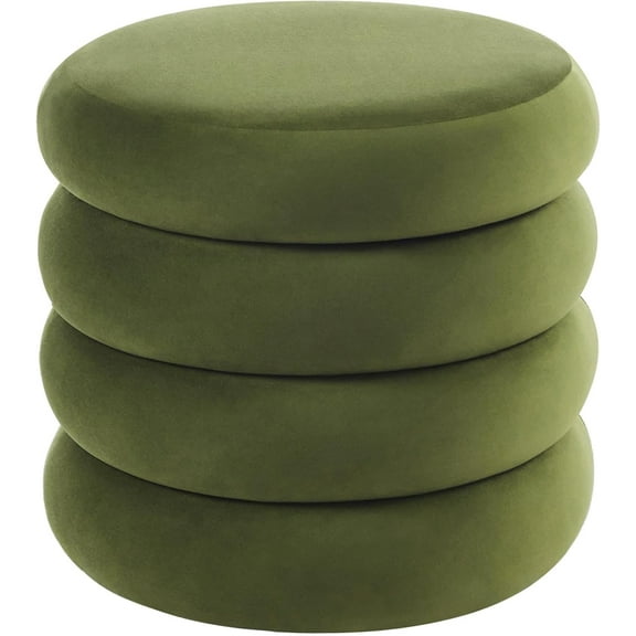 Flouki 20.1'' Storage Ottoman Round, Velvet Pouf Ottoman Foot Rest with Removable Lid, Modern Green Vanity Stool Seating for Girls Women, Foot Stool for Living Room