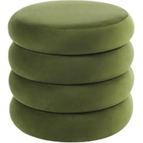 Flouki 20.1'' Storage Ottoman Round, Velvet Pouf Ottoman Foot Rest with Removable Lid, Modern Green Vanity Stool Seating for Girls Women, Foot Stool for Living Room