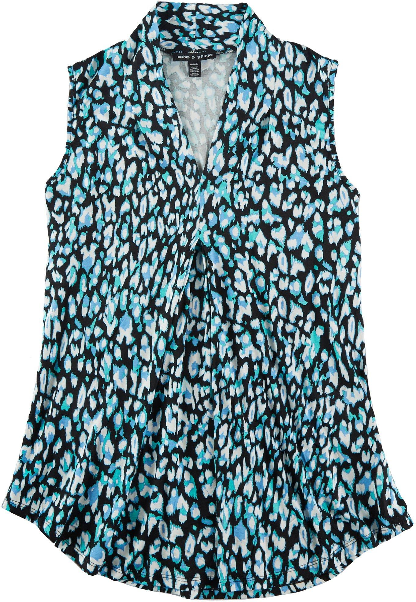 Cable & Gauge Cable & Gauge Womens Leopard Print Sleeveless Top