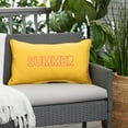 thumbnail image 2 of 20" Sunflower Yellow and Pink Sunbrella "SUMMER" Corded Indoor and Outdoor Rectangular Throw Pillow, 2 of 2