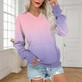 thumbnail image 2 of Olyvenn Women's V Neck Sweatshirts Tie Dye Gradient Long Sleeve Shirts Casual Fleece Pullover Fall Fashion Tops with Pocket Purple XL, 2 of 5