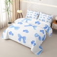 thumbnail image 3 of Erosebridal Blue Watercolor Bow Tie Quilt Full for Girls Women,Cartoon Floral Clover Full Bedspread Sets Teens, 3 of 7