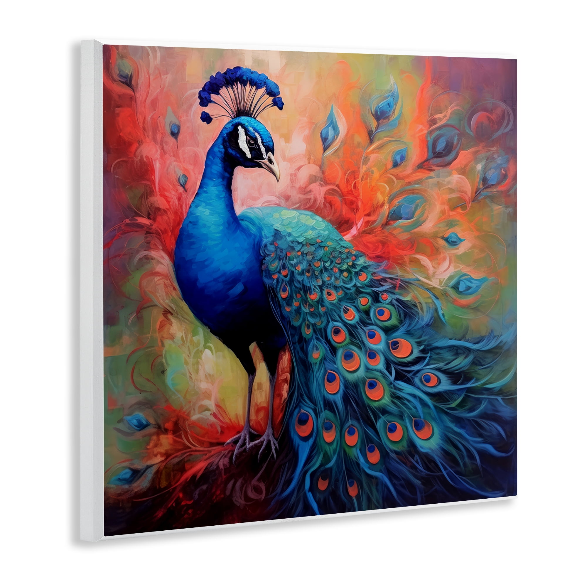 Stupell Industries Feathered Fantasy Peacock Animals Painting Unframed Art Print Wall Art, 12 x 12
