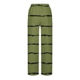 thumbnail image 4 of ZQUUVOU Women's Cotton Linen Pants Summer Stripe Color Loose Drawstring with Pockets(Olive Green,2XL), 4 of 5