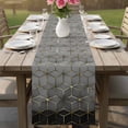 thumbnail image 4 of Ombre Gray Geometric Table Runner - 108 Inch Long Modern Abstract Art Cotton and Linen Blended Dress Scarves Farmhouse Table Runner for Kitchen Dining, Coffee Table, 13" x 108", 4 of 8