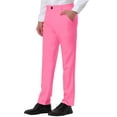 thumbnail image 4 of INSPIRE CHIC Men's Formal Flat Front Straight Fit Solid Prom Dress Pants 30 Pink, 4 of 6