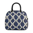 thumbnail image 2 of Obrewu Blue and Beige Modern Art Geometric Lunch Bag for Adult, Insulated, Leakproof, Oxford Cloth, 2 of 7