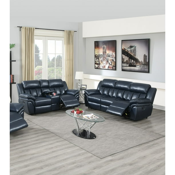 Living Room Reclining Sofa Set, The Room Style Contemporary Bonded Leather Sofa & Loveseat Set
