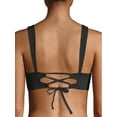 thumbnail image 3 of Time and Tru Women's Printed High Neck Lace Up Swimsuit Top, 3 of 6