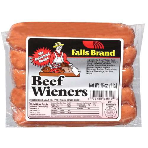 Falls Brand Wieners Beef Meat, 16 oz by International Food Corp.