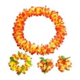 thumbnail image 4 of Guirnalda de flores artificiales para fiestas temáticas hawaianas, conjunto de leis hawaianos Naranja Rojo, 4 of 9