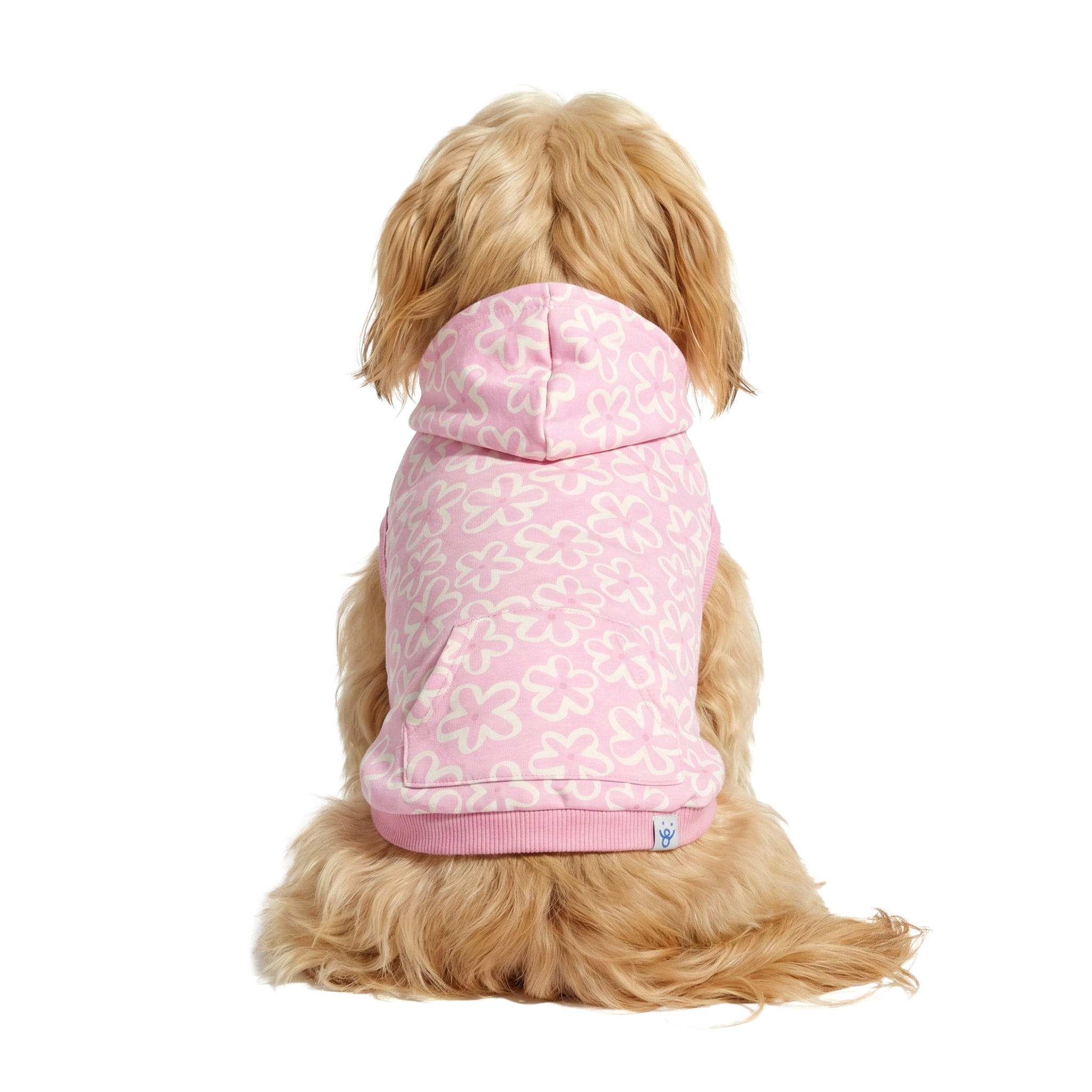 Oodles Pink Tropical Blooms Floral Spring Dog Hoodie, Small