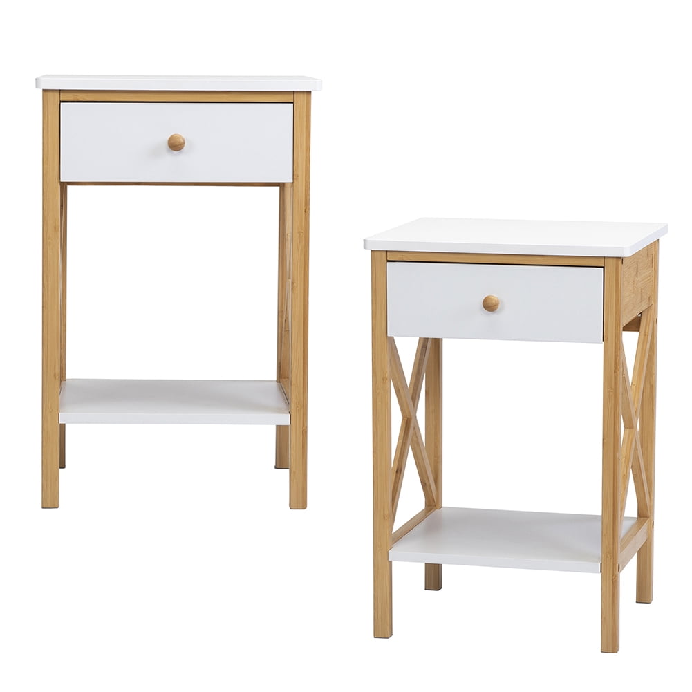 Nightstands Set of 2, Bamboo Night Stand Bedside Table End Table Side Table with Drawer for Bedroom, Living Room, Lounge, Space Saving, Natural Nightstands Set of 2, Bamboo Night Stand Bedside Table End Table Side Table with Drawer for Bedroom, Living Room, Lounge, Space Saving, Natural