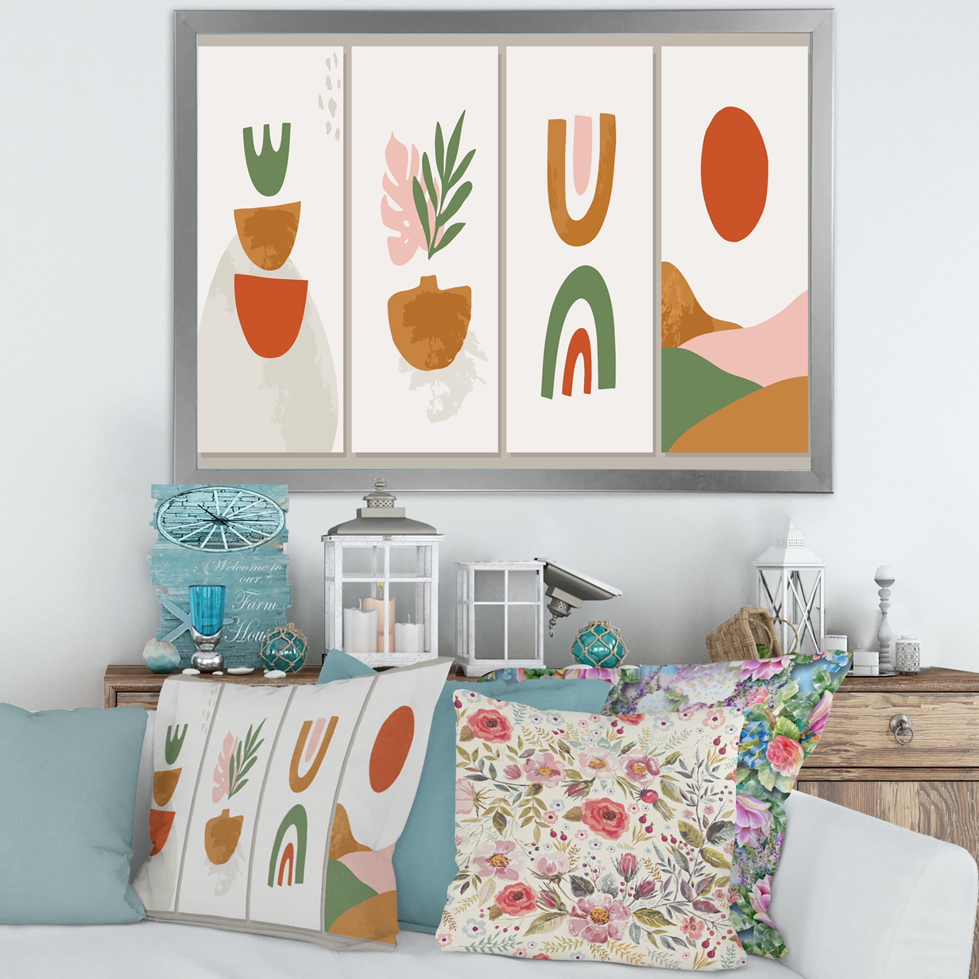 Designart 'Compostion Minimalistic of Organic Shapes VI' Modern Framed Art Print