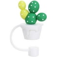 thumbnail image 1 of Silicone Straw Plug Drinking Dust Cap Cute Splash Proof Straw Tips Reusable Cartoon Plugs Cover Cup Accessories (Cactus 5）, 1 of 8