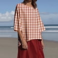 thumbnail image 2 of Women's Tops Casual Short Women's Round Neck Shirts 3/4 Sleeve Pullover Tshirt Casual Top Blouse Get It Fast, 2 of 5