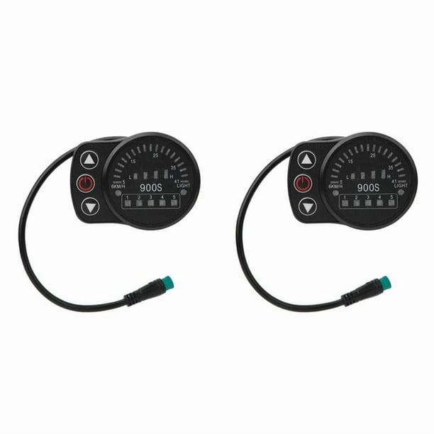 2X KT-900S E-Bike Medidor de Pantalla LED Conector una Prueba de Agua Pantalla Tabla de CóDigos Universal 24V / 36V / 48V Bicicleta Eléctrica Panel de Control Inteligente