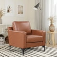 thumbnail image 2 of Serta Hemsworth Mid-Century Modern Style Armchair, Brown Faux Leather, 2 of 10