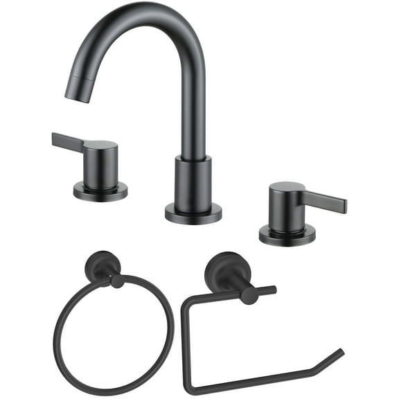 Better Homes & Gardens Matte Black Bathroom Hardware Set – Faucet, Toilet Paper Holder & Robe Hooks, 3-Piece Bundle