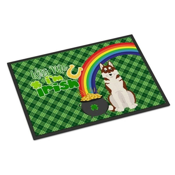 Red Siberian Husky St. Patrick's Day Indoor or Outdoor Mat 24x36 36 in x 24 in