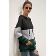 thumbnail image 4 of Women's Long Sleeve Color Block Tops Crewneck Sweatshirts Pullover Tunic Shirts Blouses, 4 of 4