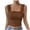 Coffee, variant on Lixiuxyad Tank Tops for Women Women's Solid Color Fashionable Sleeveless Open Navel Square Neck Shoulder Strap Vest Top