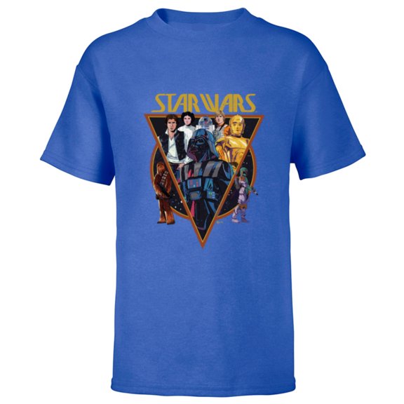 Star Wars Classic Art Characters and Logo Retro Vintage - Short Sleeve T-Shirt for Kids - Customized-Royal