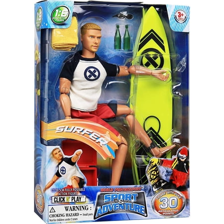 Click N  Play Sports and Adventure Surfer 12  Action Figure Play Set With Accessories.