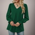 thumbnail image 5 of Weardear Women's Long Sleeve V Neck Dress Chiffon Tops Tee Casual Shirts Loose Elegant Work Blouse Spring Fall, 5 of 6