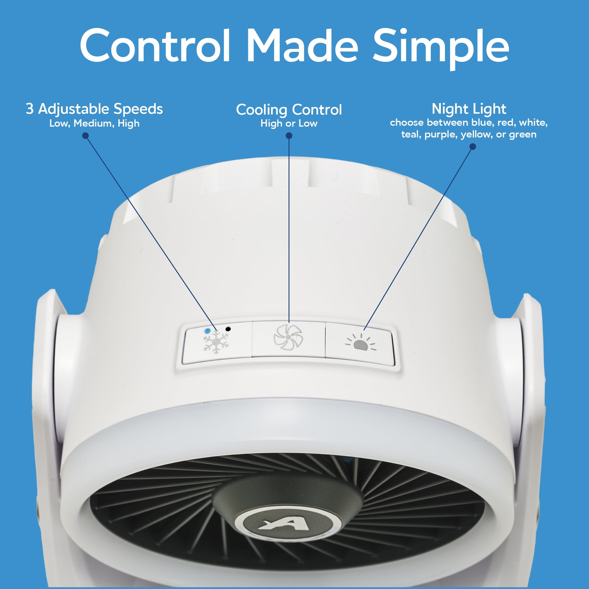 Arctic Air Ice Jet X3 Air Cooler, 3 Speed Portable Cooler with LED, Lightweight & Compact Space Cooler