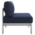 thumbnail image 2 of Modway Shore Sunbrella® Fabric Aluminum Outdoor Patio Armless Chair in Silver Navy, 2 of 6